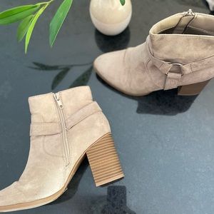 Suede Heeled Tan Booties